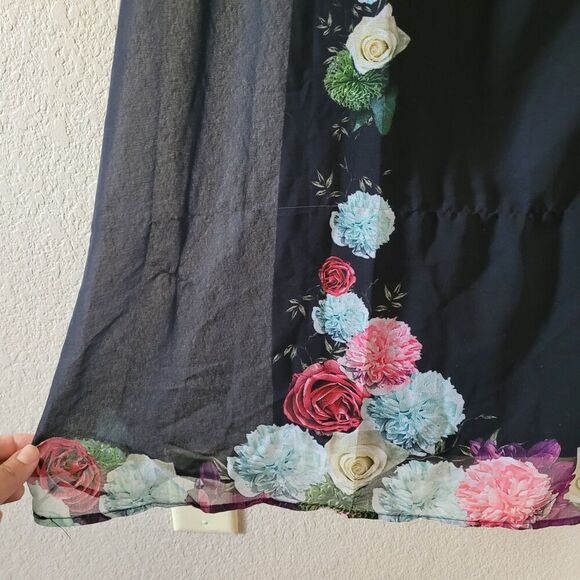 Ulla Popken Maxi Dress Plus Size 18 Floral Flowy V Neck Lined Tie Back Nwt - Picture 7 of 9